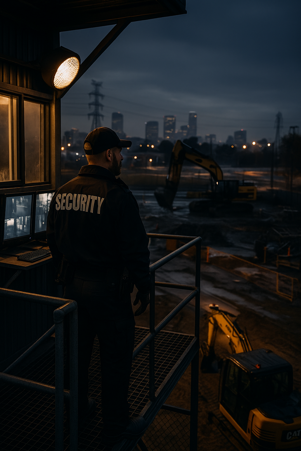 Security guard watching over construction site