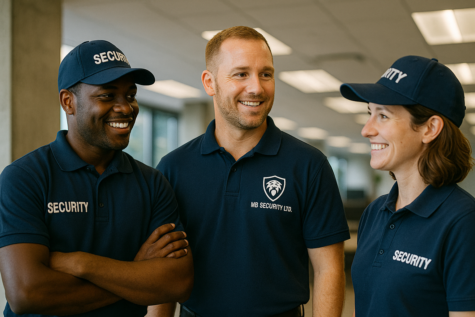 Friendly security team in uniform